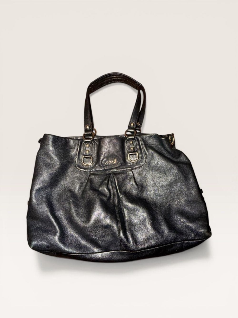 Coach Ashley Black Leather Satchel Vintage Y2K Slouchy Top Handle Bag